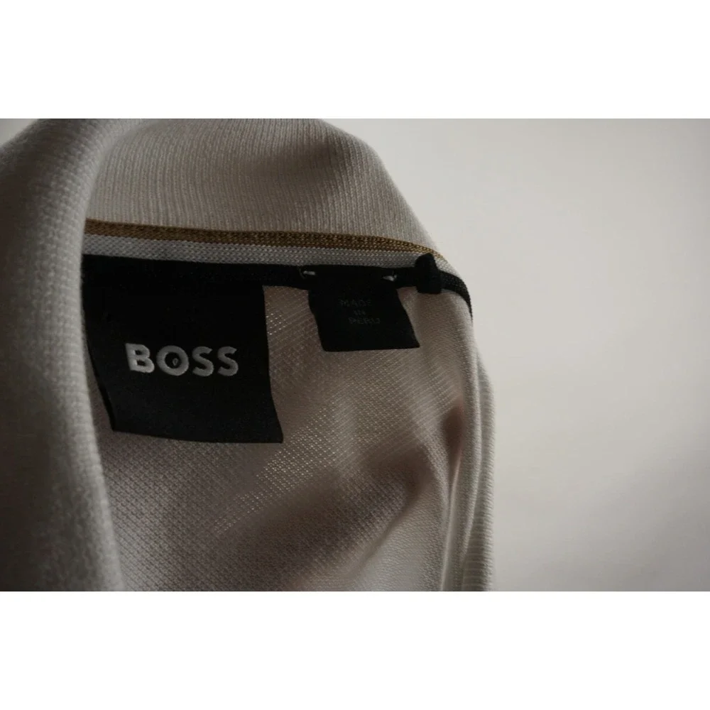 Hugo Boss Pallas Pique Polo Shirt Men's Medium Short Sleeve White Cotton w/ Logo